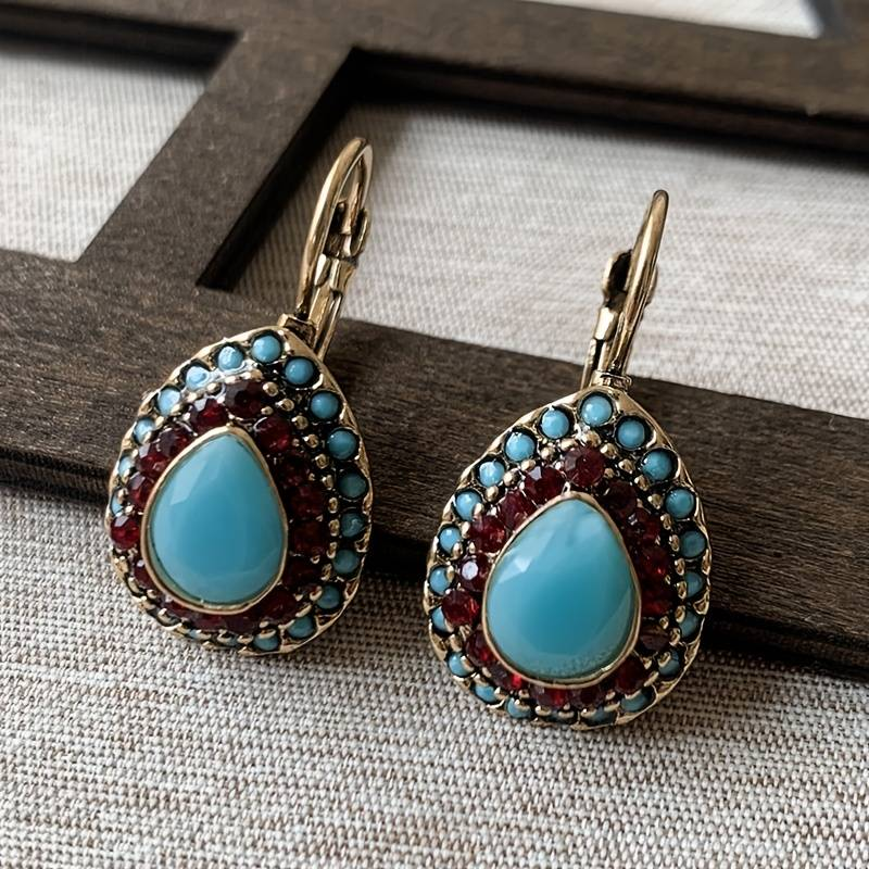 Caravanas Ópalo Azul Mandala Vintage