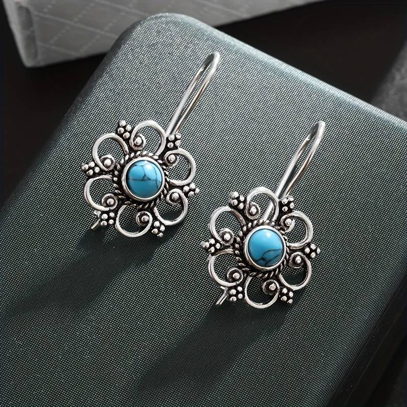 Caravanas Flor Azul Vintage