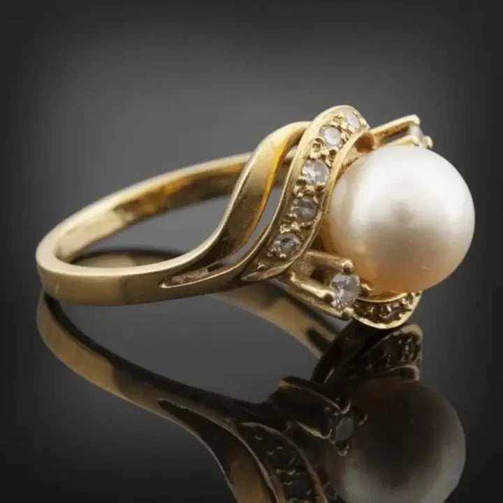 Anillo Perla Dorado Brillante