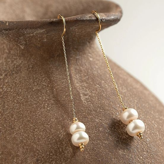 Caravanas Vintage Perlas Colgantes