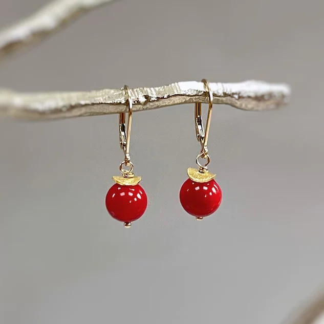 Caravanas Colgantes Cereza Roja Elegantes