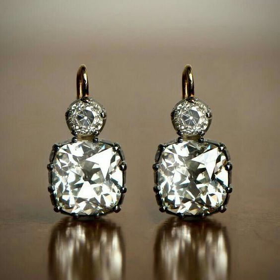Caravanas Cristal Cuadrado Brillante Vintage