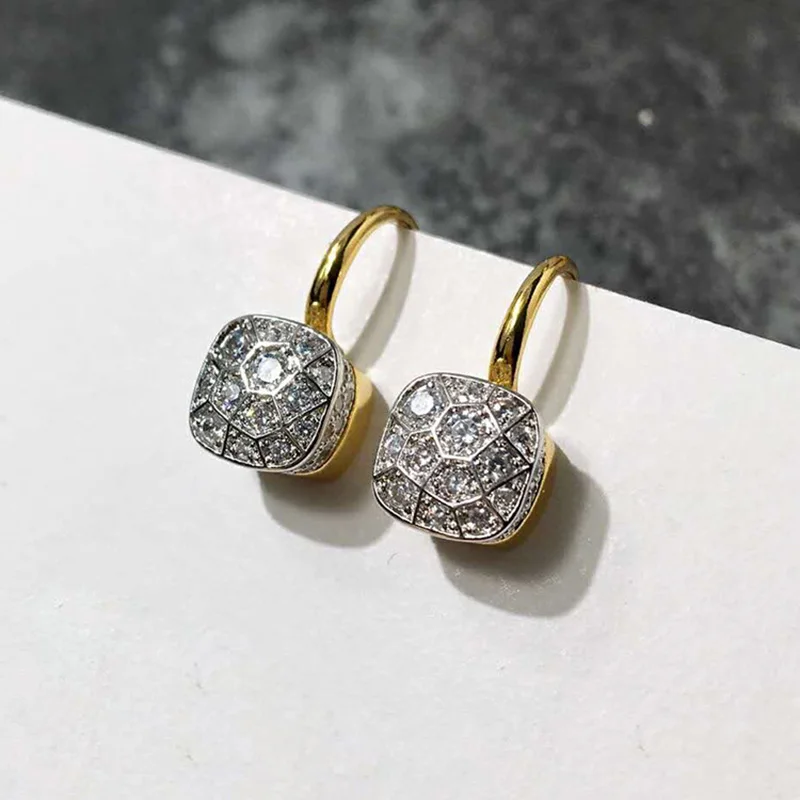 Caravanas Cúbicos Brillantes Dorados