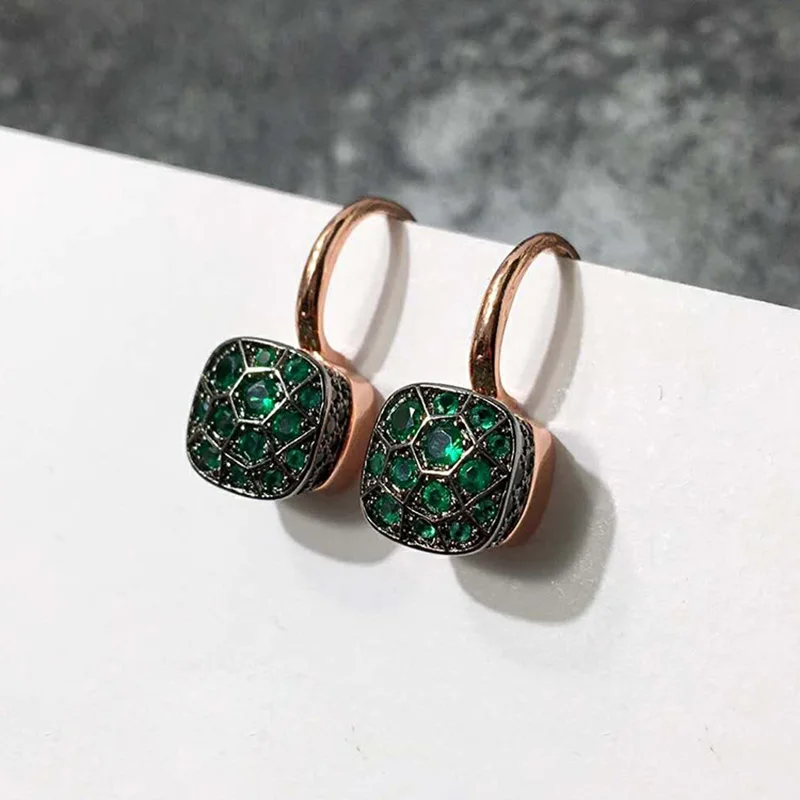 Caravanas Cúbicos Brillantes Verdes