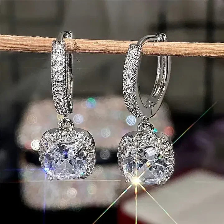 Caravanas Cuadrados Brillantes Vintage
