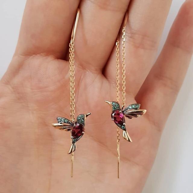 Caravanas Colibrí en Esmalte y Circonitas