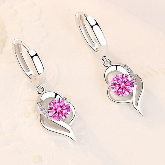 Caravanas Florales de Plata 925 y Circonita Incrustada