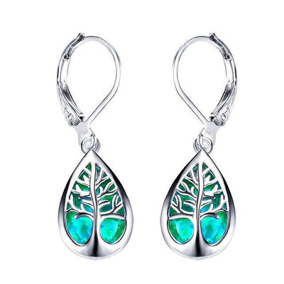 Caravanas Árbol de la Vida en Ópalo y Plata