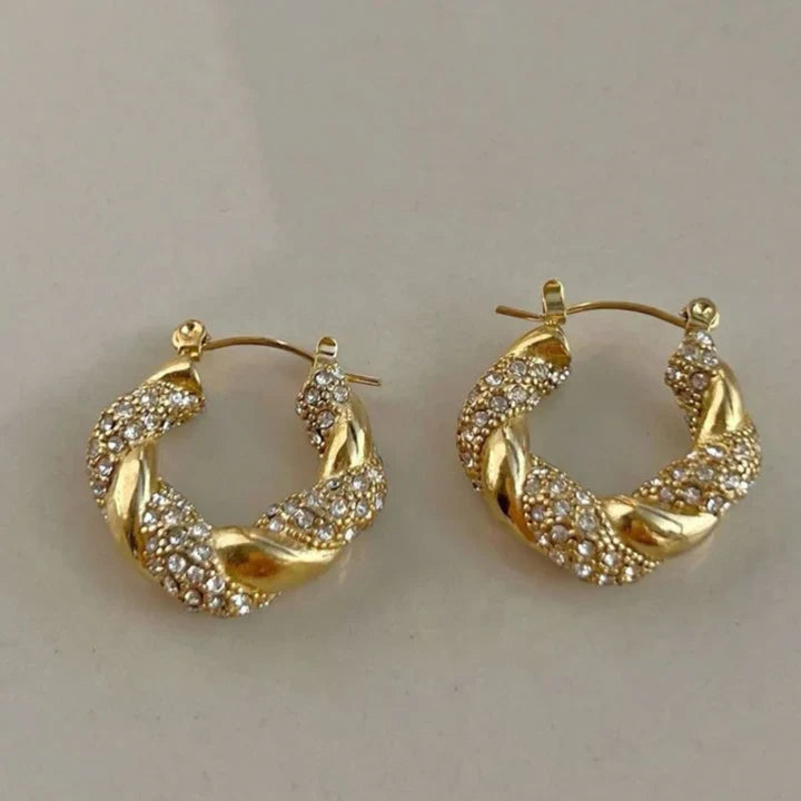Caravanas Brillantes de Aro Dorado